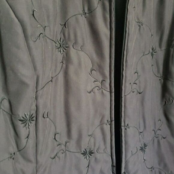 Talbots Lightweight Embroidered Black Vest Zip up Whimsgoth Grunge Gothic Size M - Picture 7 of 11